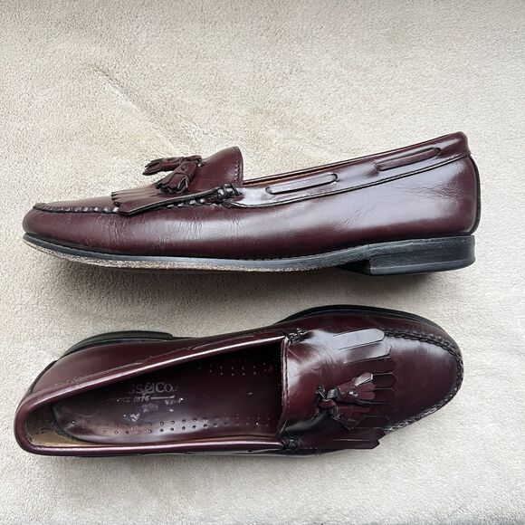 GH Bass & Co. Weejuns Layton Burgundy Leather Tassle Loafers Men’s Size 11 D - Picture 2 of 16
